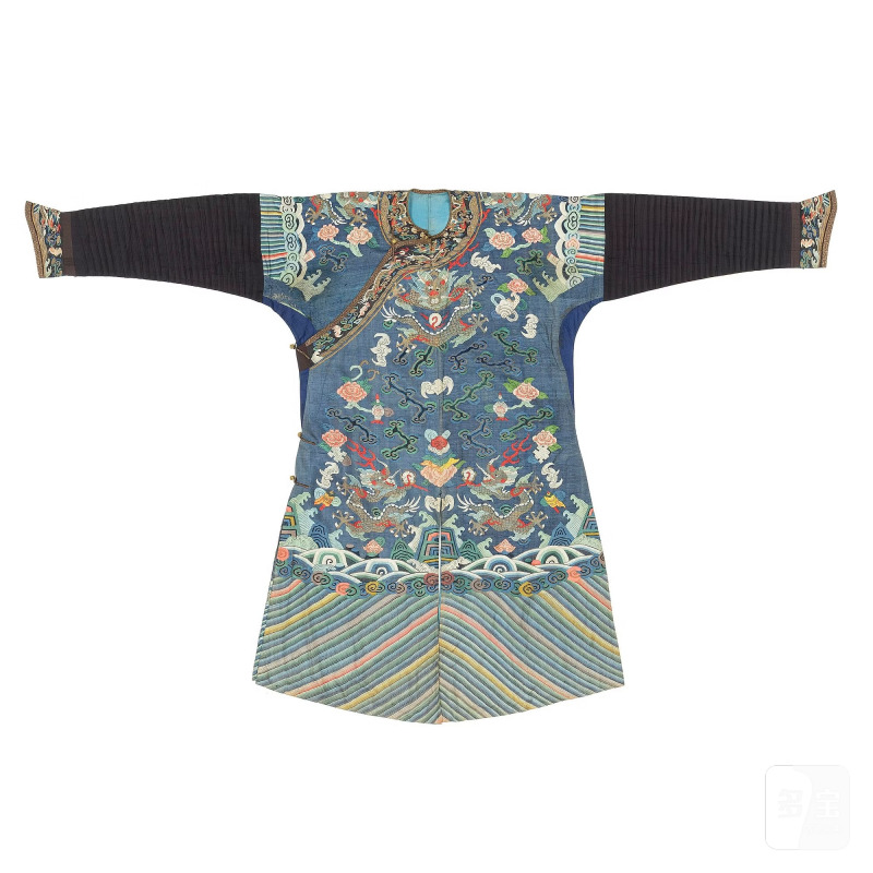 An imperial kesi Jifu with five clawed dragons on a blue ground, - 图1